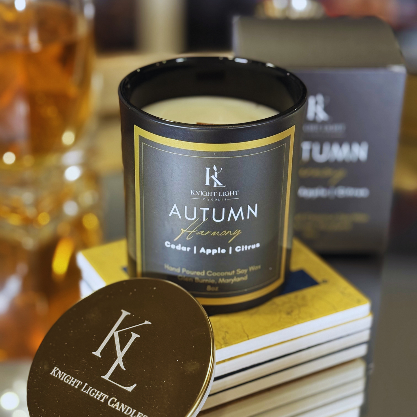 Autumn Harmony 8oz Wood Wick Candle | Natural Coconut Soy Wax | Fall Scented Candle