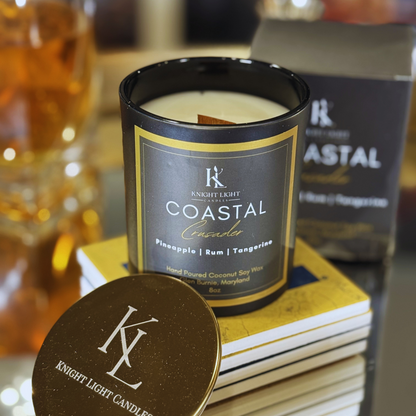 Coastal Crusader, Tangerine & Pineapple Scented Luxury Woodwick Candle, Non-Toxic.