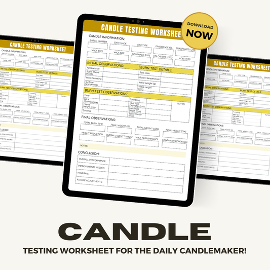Candle Testing Worksheet | Candle Making Tools | Candle Test Tracker | Digital Worksheet