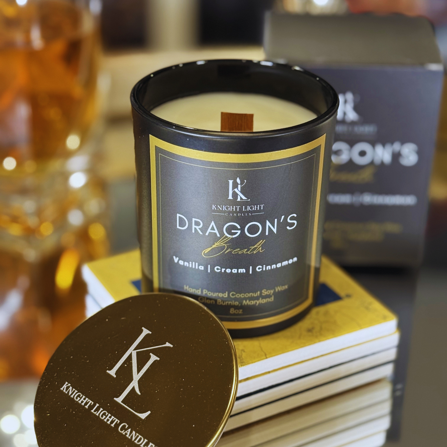 Dragon's Breath Fall Scented Candle | 8oz Luxury Woodwick, Eco-Friendly & Motivational Gift