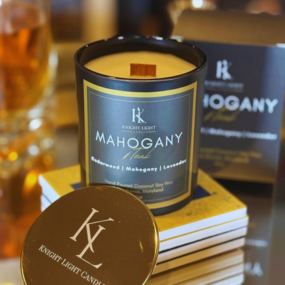 Mahogany & Teak Scented Candle | Coconut Soy Wax Natural Candle | Wood Wick Candle