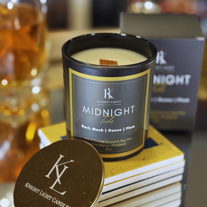 Midnight Tide Scented Candle | Wood Wick Candle | Luxury Scented Candle | 8oz