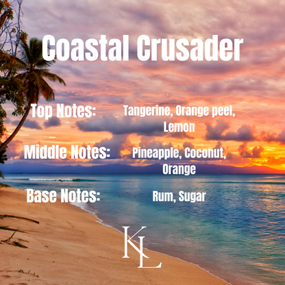 Coastal Crusader, Tangerine & Pineapple Scented Eco-Friendly Summer Candle, Non-Toxic, Wood Wick