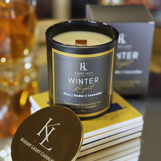 Winter Knight Christmas Tree Candle | 8oz Luxury Woodwick, Eco-Friendly & Motivational Gift