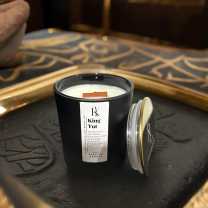 King Tut Candle | 8oz Rich Scented | Jasmine & Patchouli | Luxury Aromatic Experience