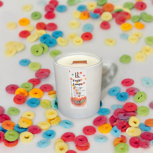 Fruit Loops Scented Candle - 8oz Coconut Soy Wax, Sweet Cereal Aroma Candle